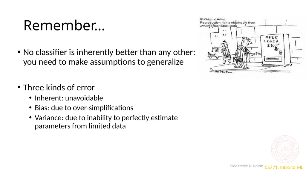 Sources of error CS771: Introduction to Machine - slide 11 of 13