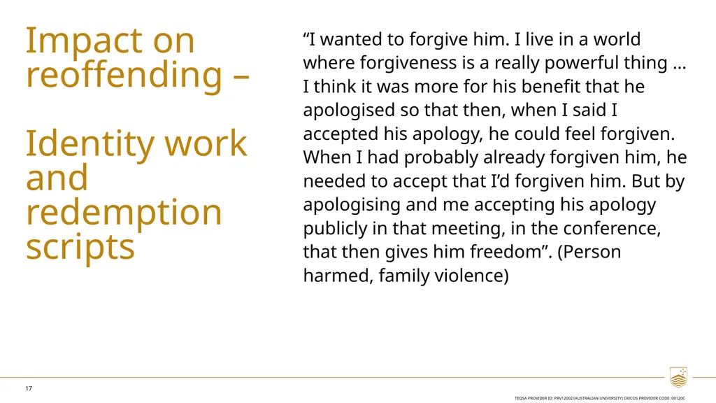 Alternative justice for DFSV: What we can learn - slide 17 of 20