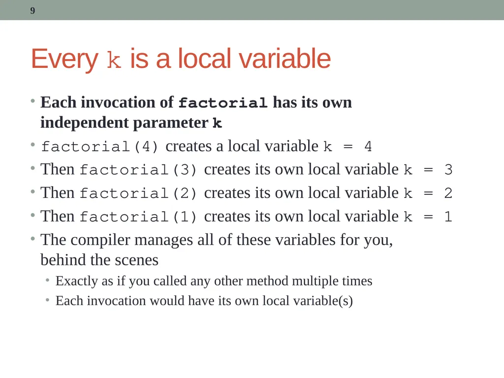 Recursion CITS1001 2 Scope of this lecture Concept - slide 9 of 40