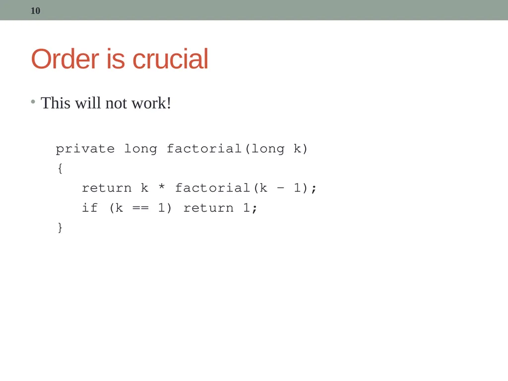Recursion CITS1001 2 Scope of this lecture Concept - slide 10 of 40