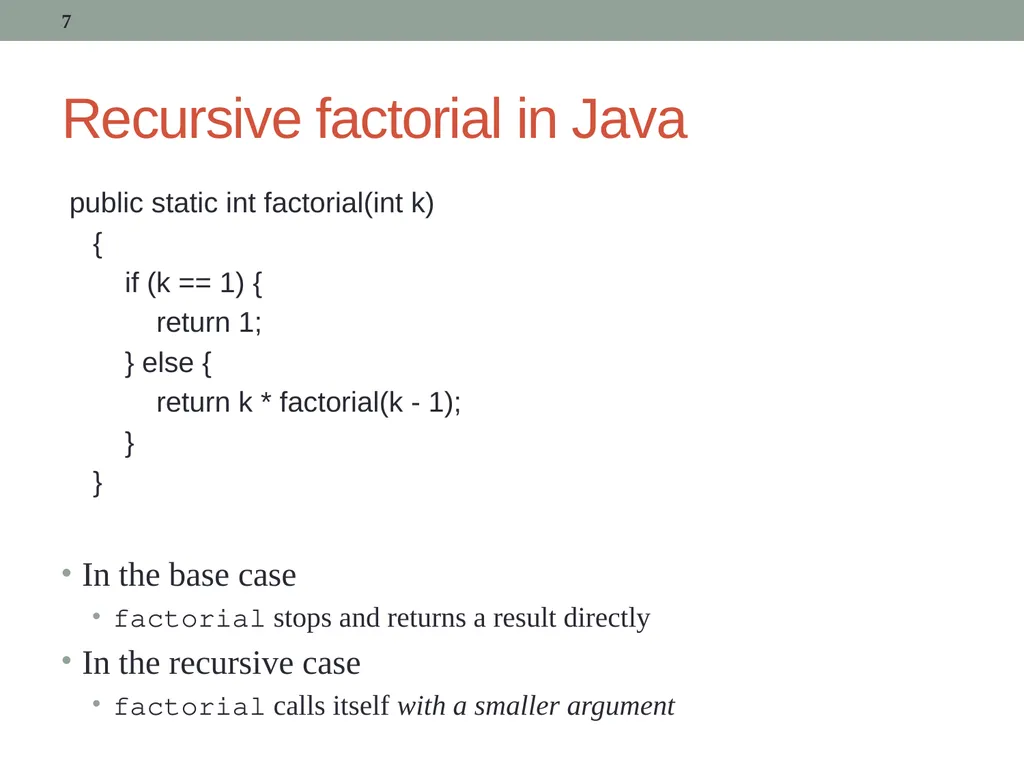 Recursion CITS1001 2 Scope of this lecture Concept - slide 7 of 40
