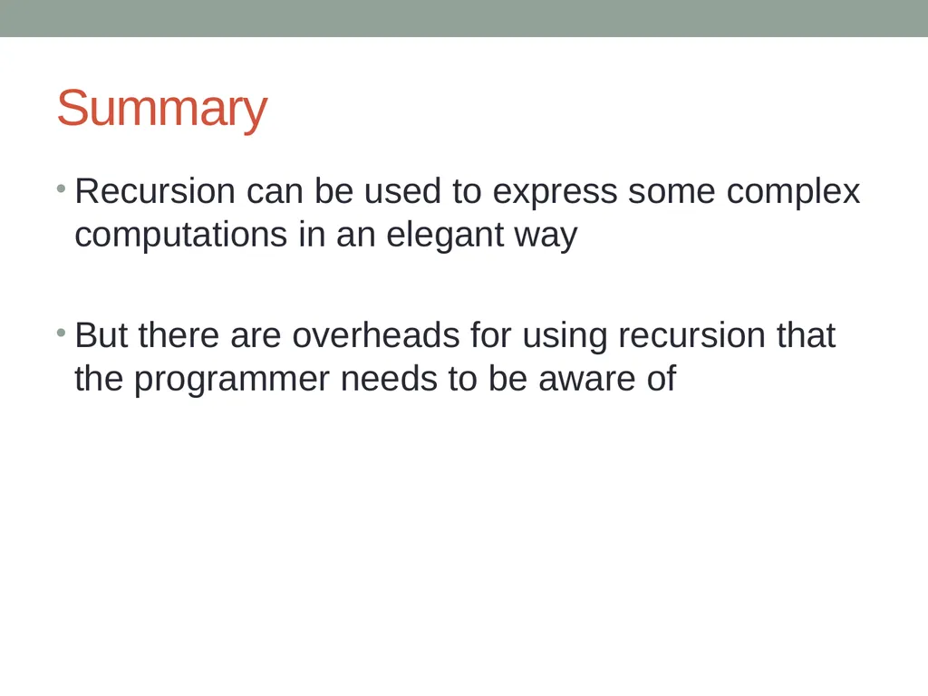 Recursion CITS1001 2 Scope of this lecture Concept - slide 40 of 40
