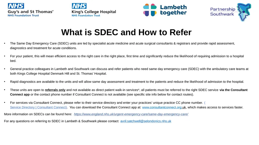 Same Day Emergency Care (SDEC) King’s College - slide 2 of 6