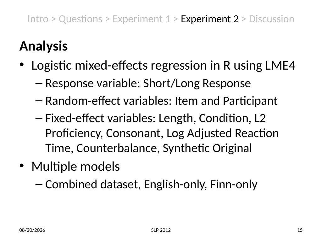Perception of non-native contrast: Consonant - slide 15 of 23