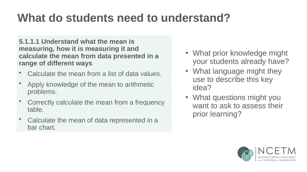 KS3 Mastery PD Materials: Exemplified Key Ideas - slide 6 of 43