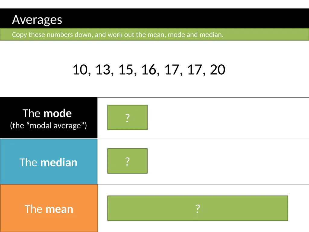 KS3 Mean, Mode, Range Dr J Frost - slide 4 of 14