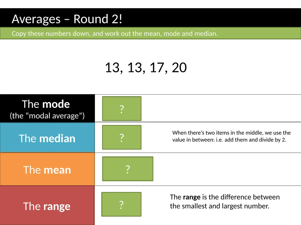 KS3 Mean, Mode, Range Dr J Frost - slide 5 of 14