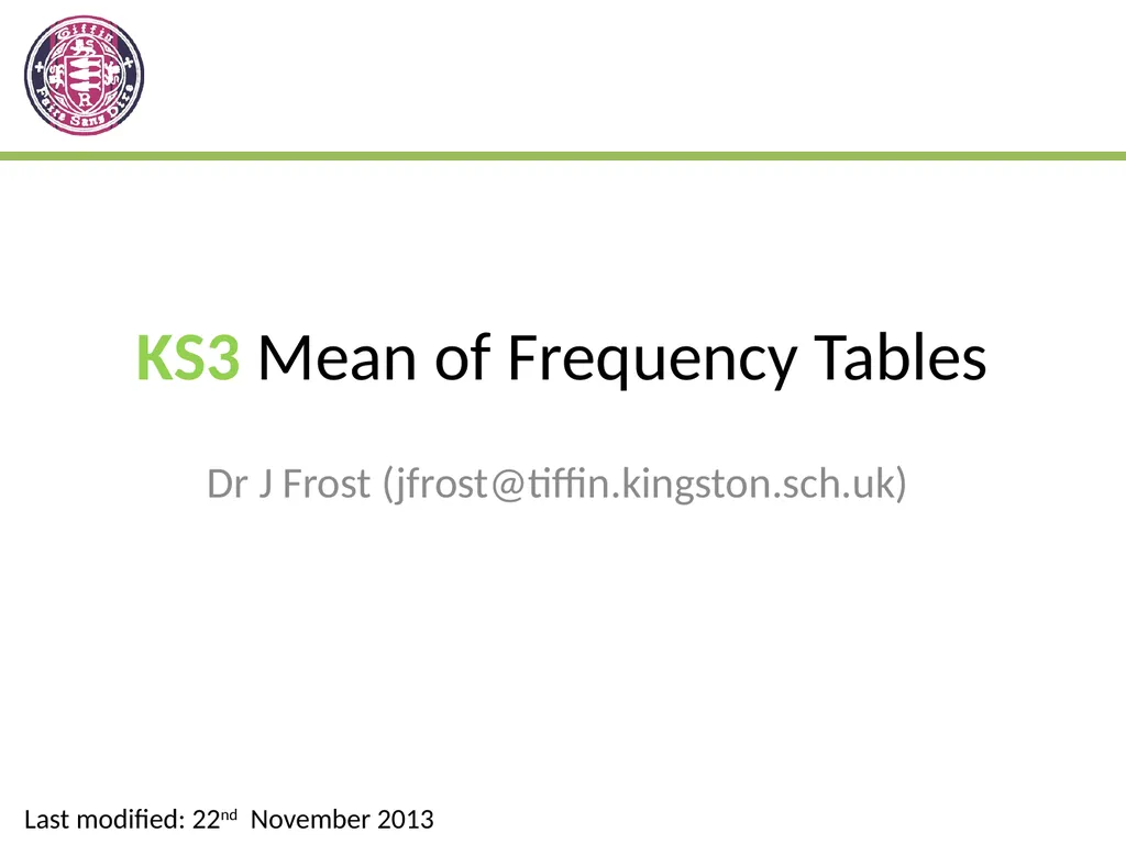 KS3 Mean, Mode, Range Dr J Frost - slide 8 of 14