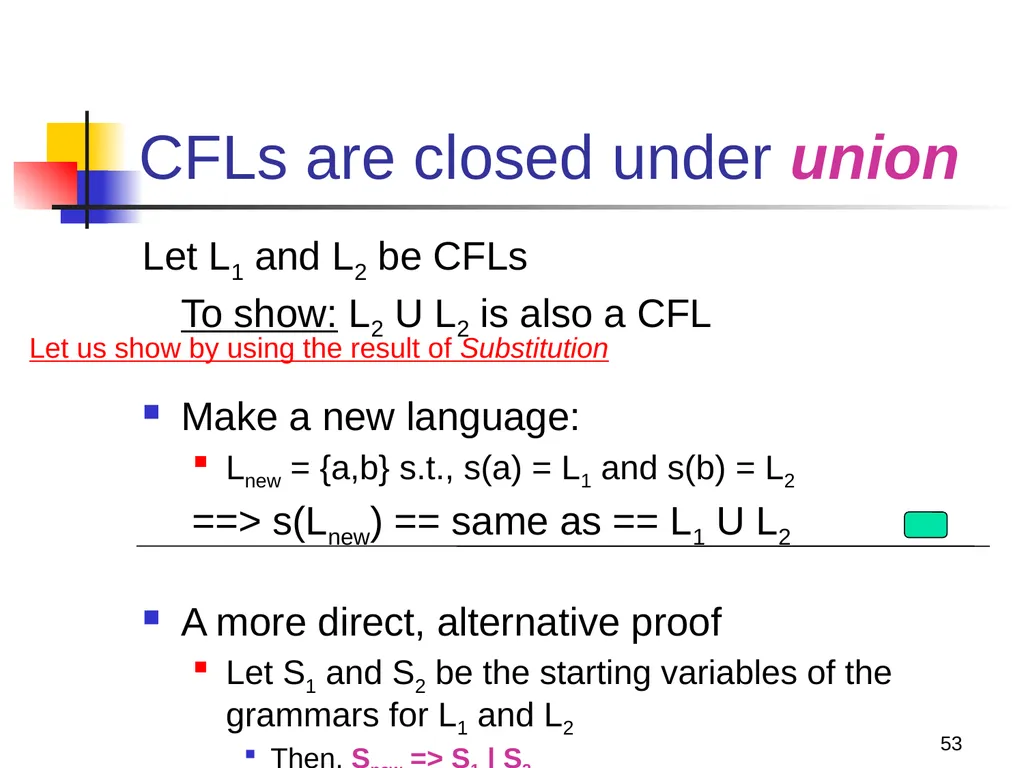 1 Properties of Context-free Languages Reading: - slide 53 of 62