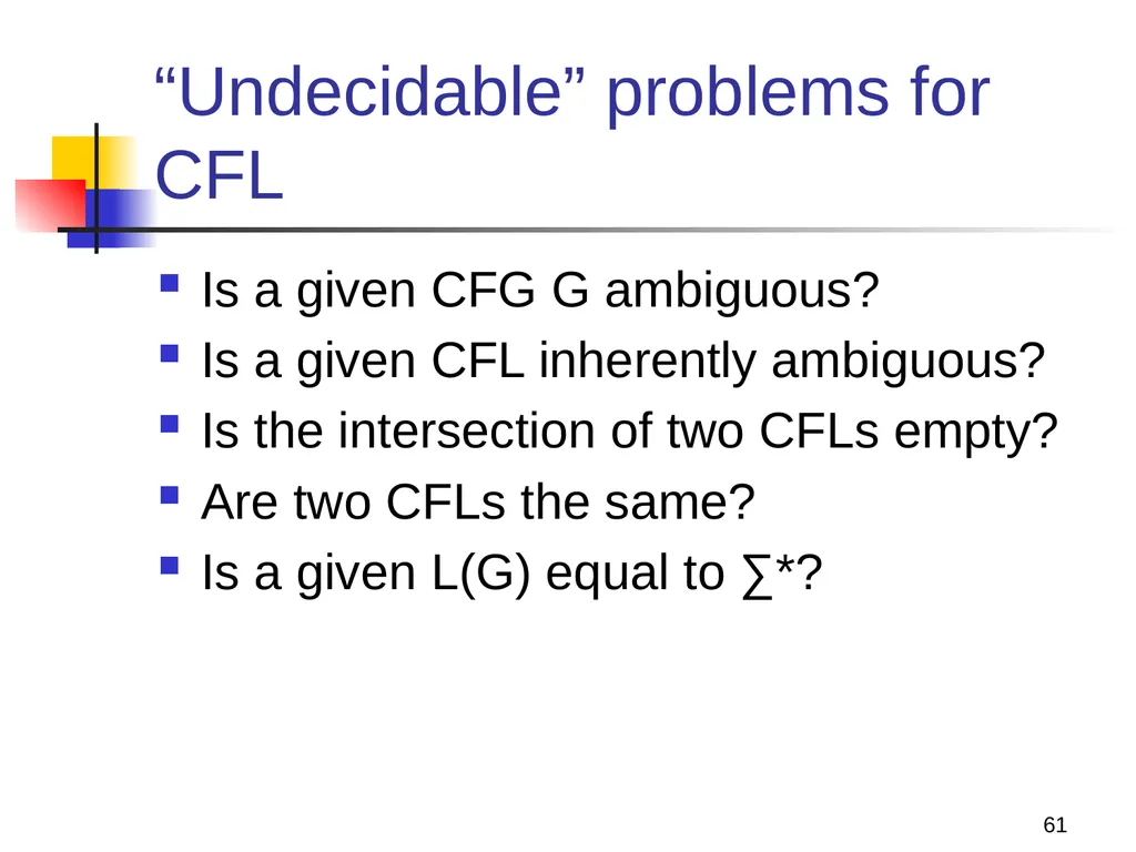 1 Properties of Context-free Languages Reading: - slide 61 of 62