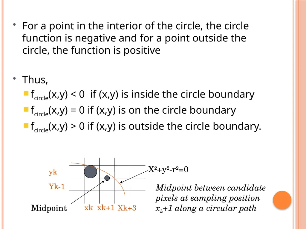 MID-POINT CIRCLE ALGORITHM Defination The midpoint - slide 4 of 11