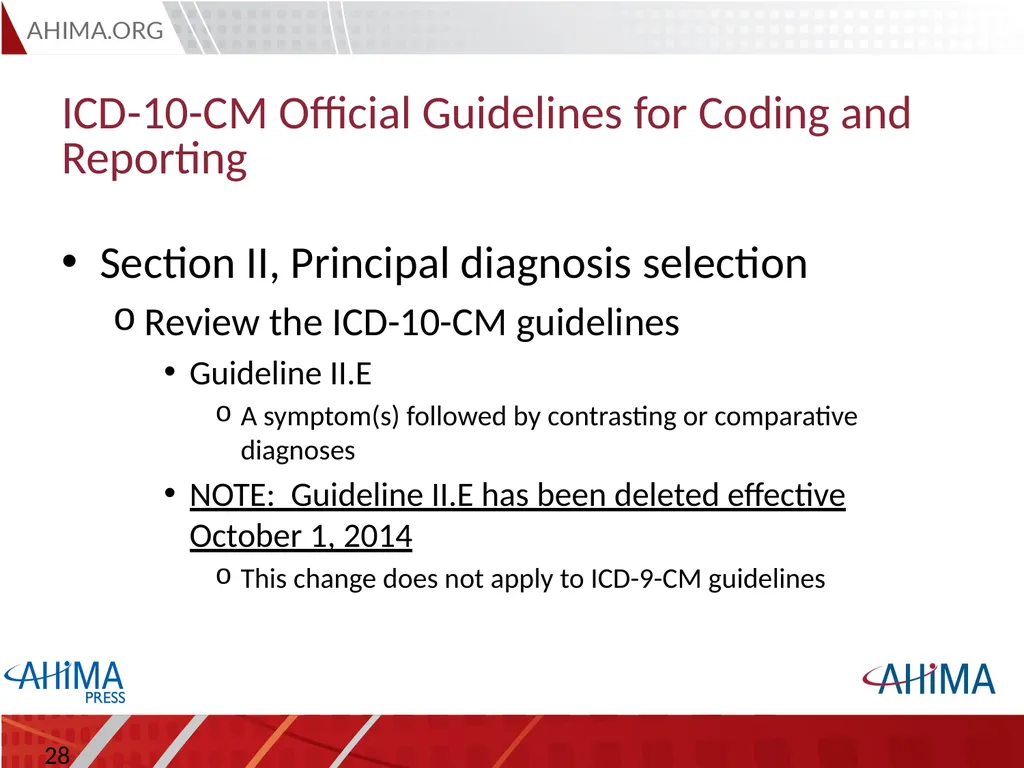 Basic ICD 10-CM/PCS and ICD-9-CM Coding, 2015 - slide 28 of 54