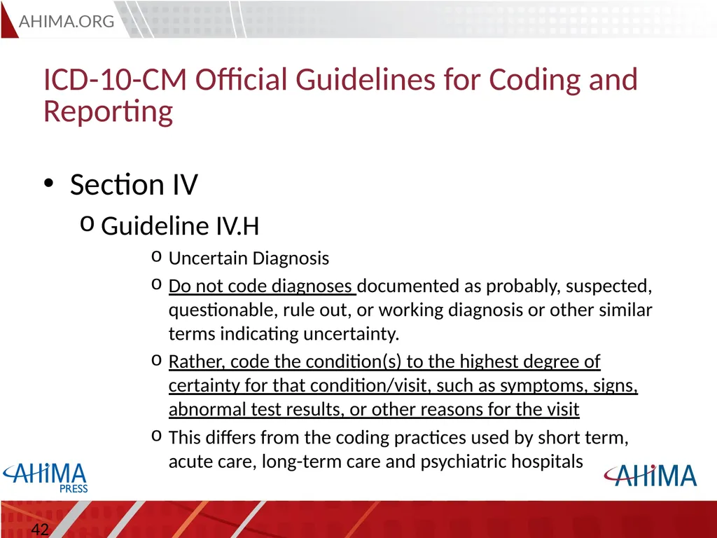 Basic ICD 10-CM/PCS and ICD-9-CM Coding, 2015 - slide 42 of 54