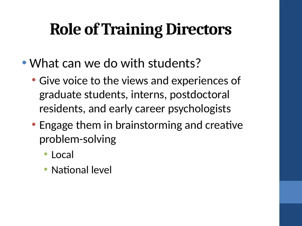 Training Directors’ Roles in Addressing the - slide 55 of 61