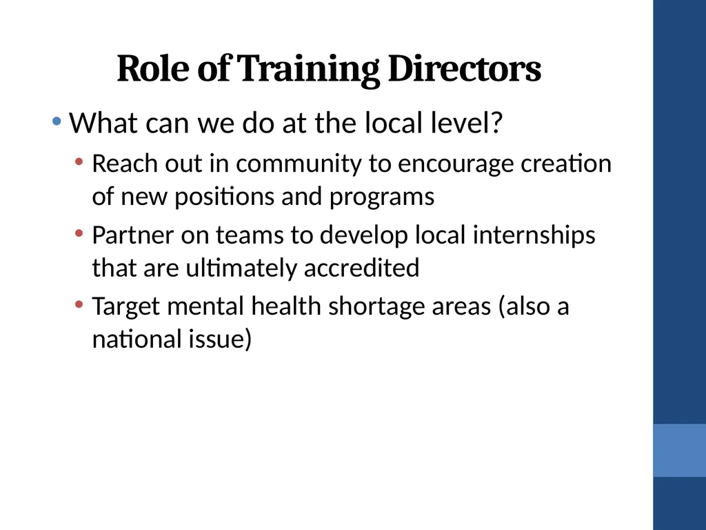 Training Directors’ Roles in Addressing the - slide 58 of 61
