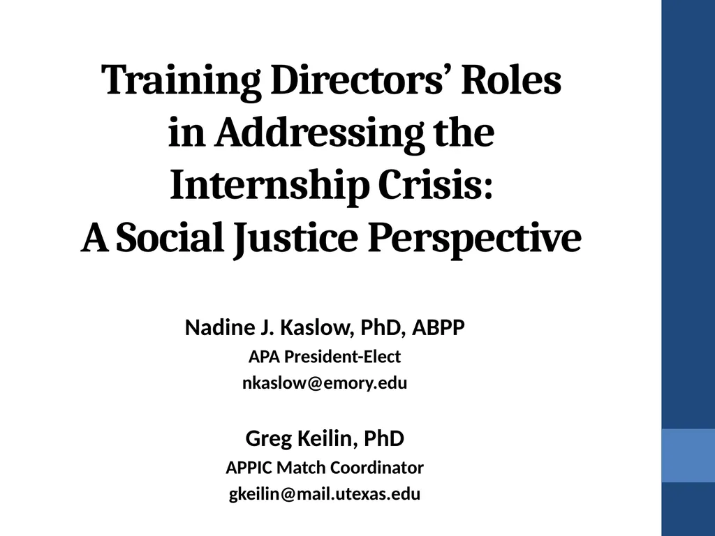 Training Directors’ Roles in Addressing the - slide 1 of 61