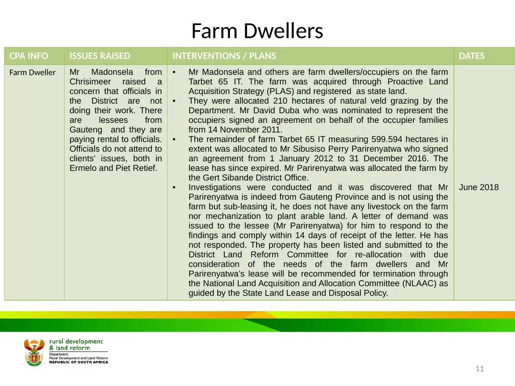 MPUMALANGA Progress Report on Concerns Raised - slide 11 of 40