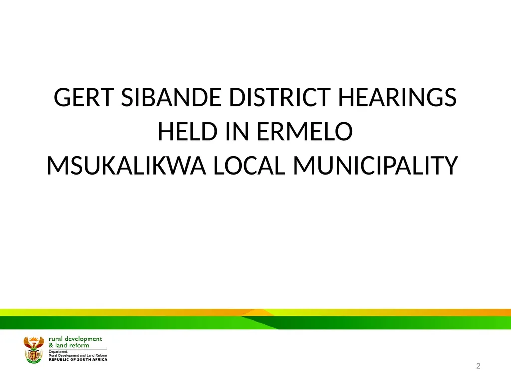 MPUMALANGA Progress Report on Concerns Raised - slide 2 of 40