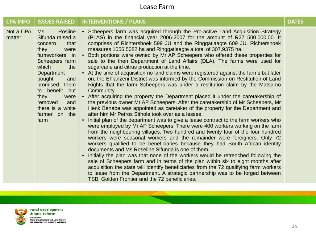 MPUMALANGA Progress Report on Concerns Raised - slide 36 of 40