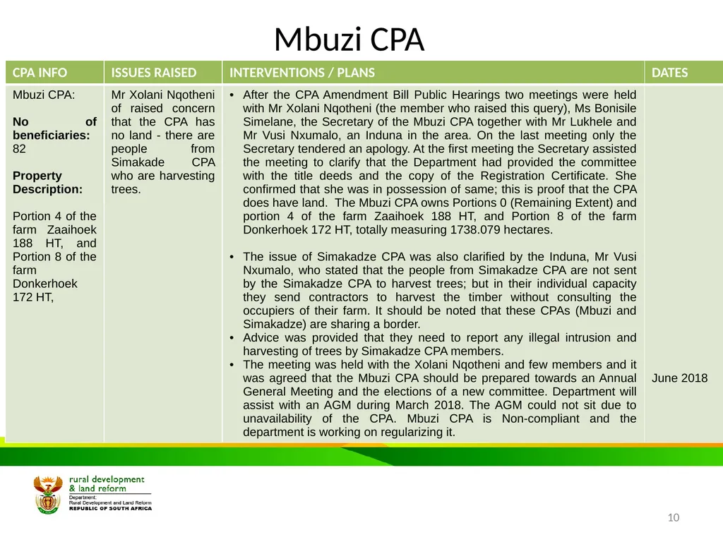 MPUMALANGA Progress Report on Concerns Raised - slide 10 of 40