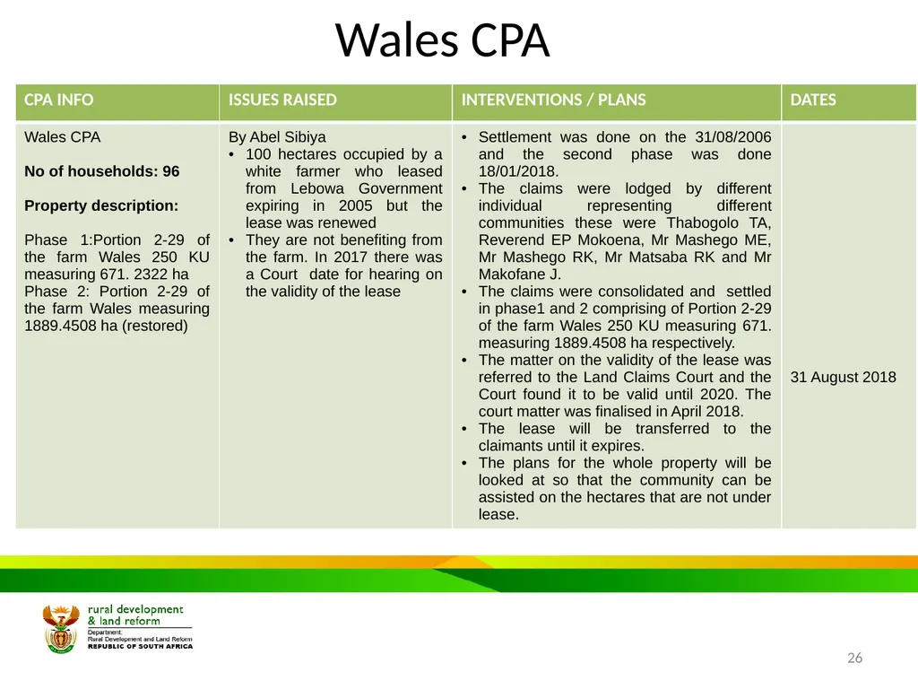 MPUMALANGA Progress Report on Concerns Raised - slide 26 of 40