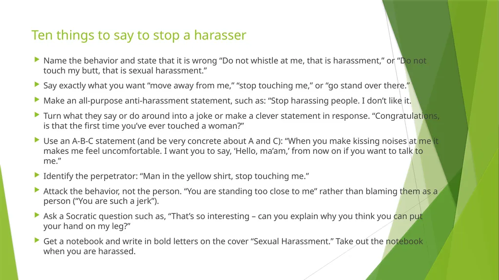 Sexual Harassment: What to do if it happens to you - slide 9 of 17