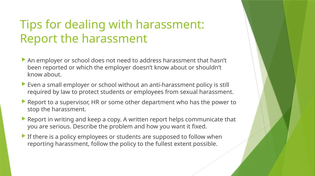 Sexual Harassment: What to do if it happens to you - slide 12 of 17