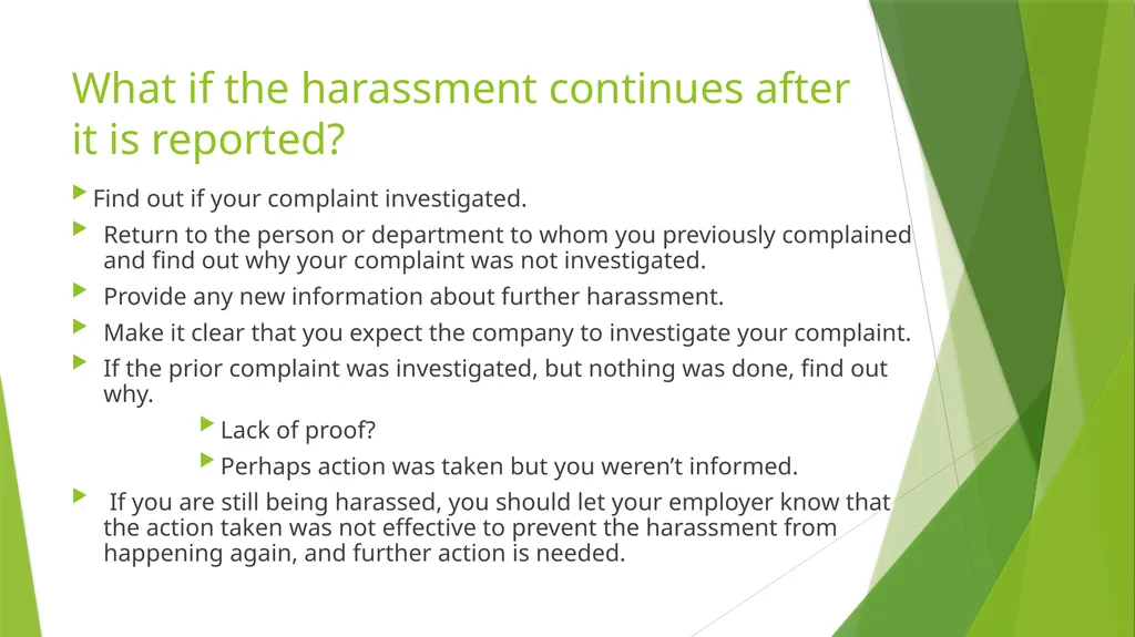 Sexual Harassment: What to do if it happens to you - slide 13 of 17