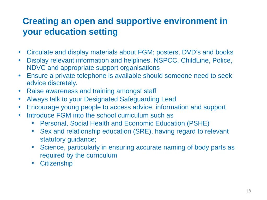 Female Genital Mutilation (FGM): Briefing for - slide 18 of 20