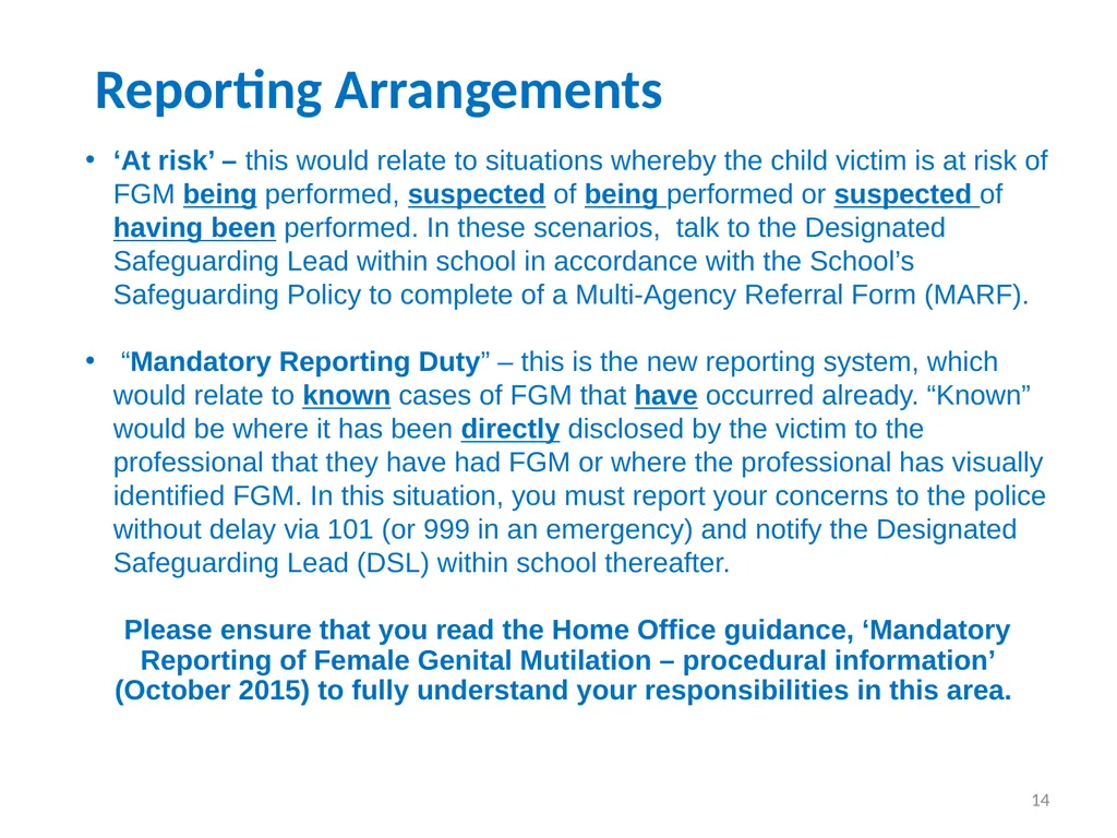 Female Genital Mutilation (FGM): Briefing for - slide 14 of 20