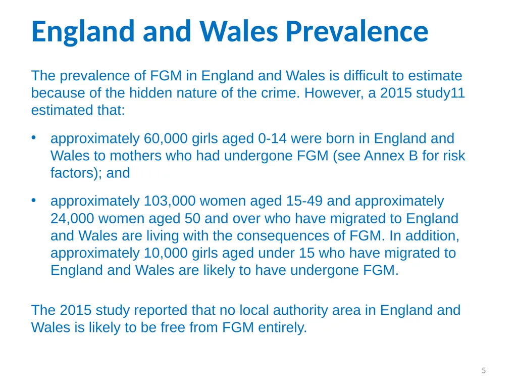 Female Genital Mutilation (FGM): Briefing for - slide 5 of 20
