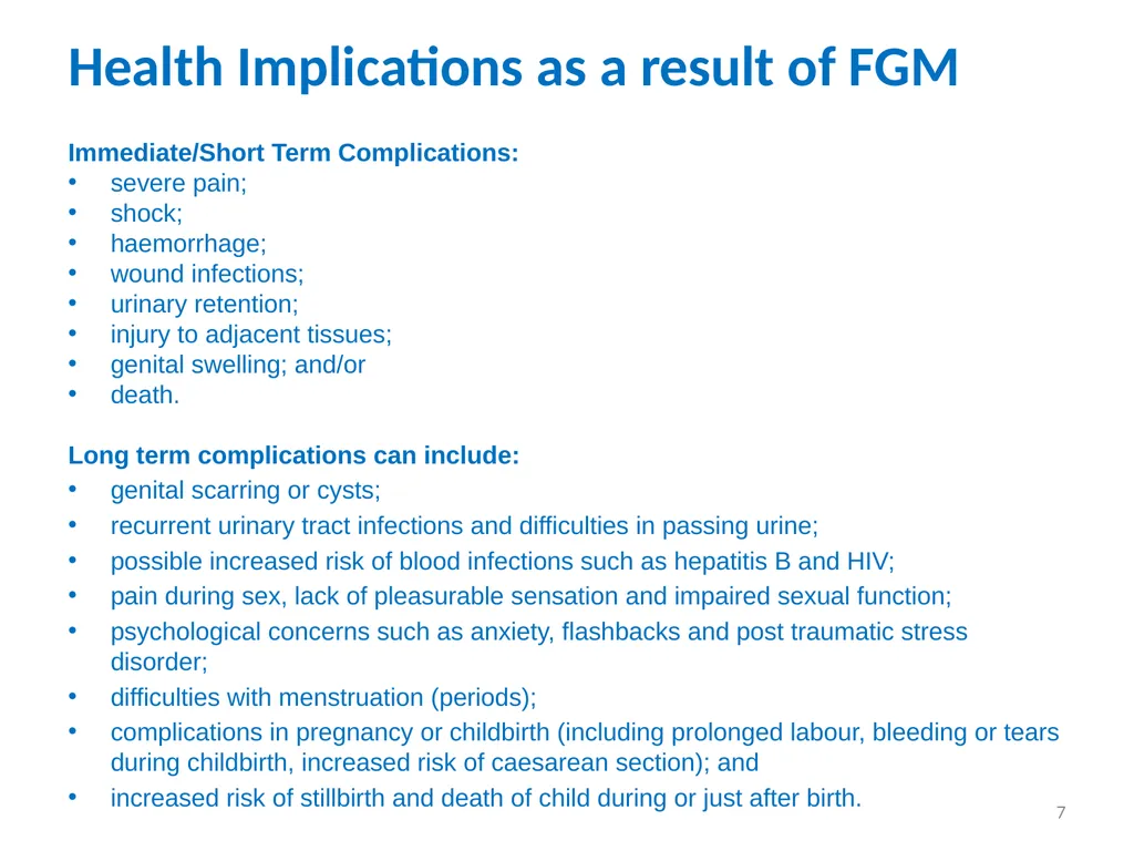 Female Genital Mutilation (FGM): Briefing for - slide 7 of 20