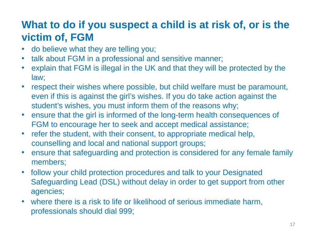 Female Genital Mutilation (FGM): Briefing for - slide 17 of 20