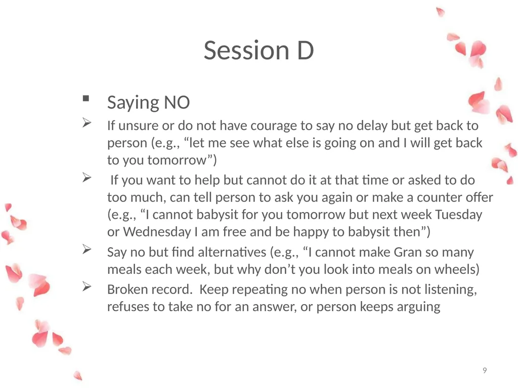 Session D: Planning my Future Asking for help - slide 9 of 18