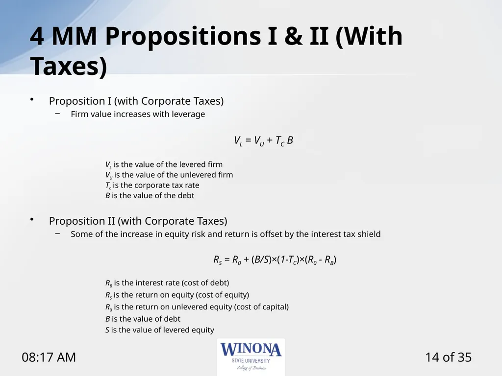 Topic 12: Capital Structure and Leverage Larry - slide 14 of 35