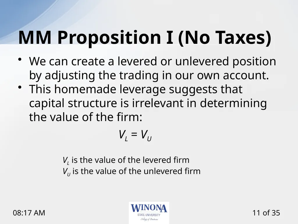 Topic 12: Capital Structure and Leverage Larry - slide 11 of 35