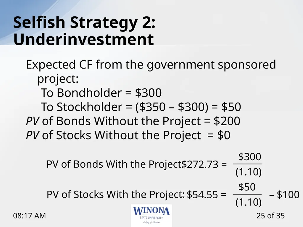 Topic 12: Capital Structure and Leverage Larry - slide 25 of 35