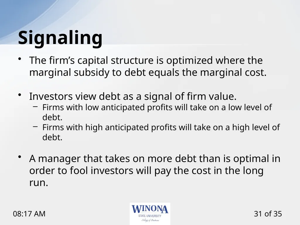 Topic 12: Capital Structure and Leverage Larry - slide 31 of 35