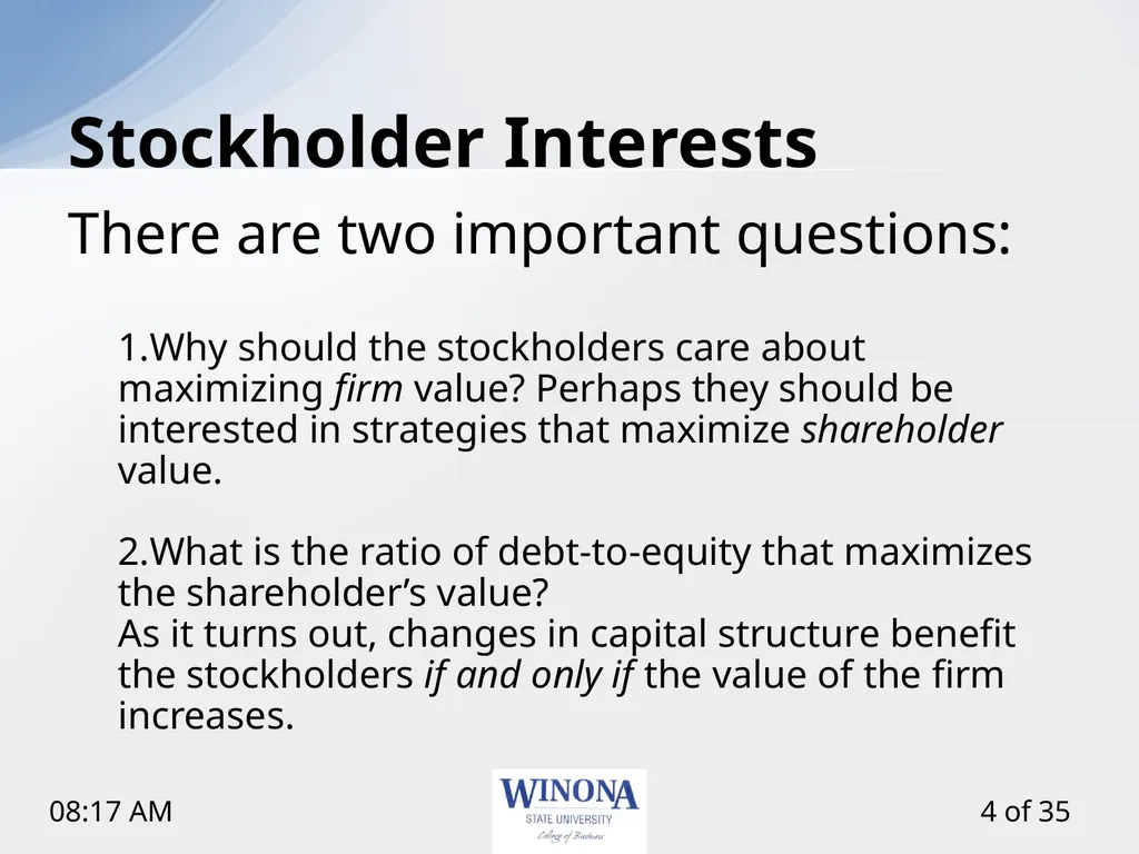 Topic 12: Capital Structure and Leverage Larry - slide 4 of 35