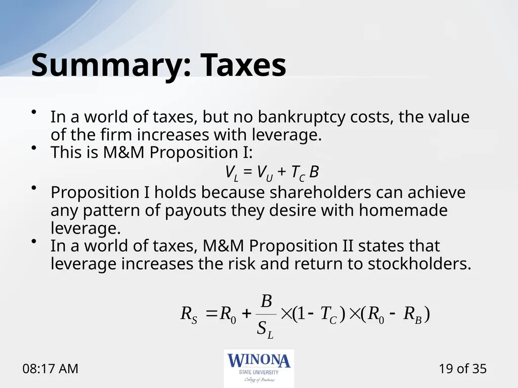 Topic 12: Capital Structure and Leverage Larry - slide 19 of 35