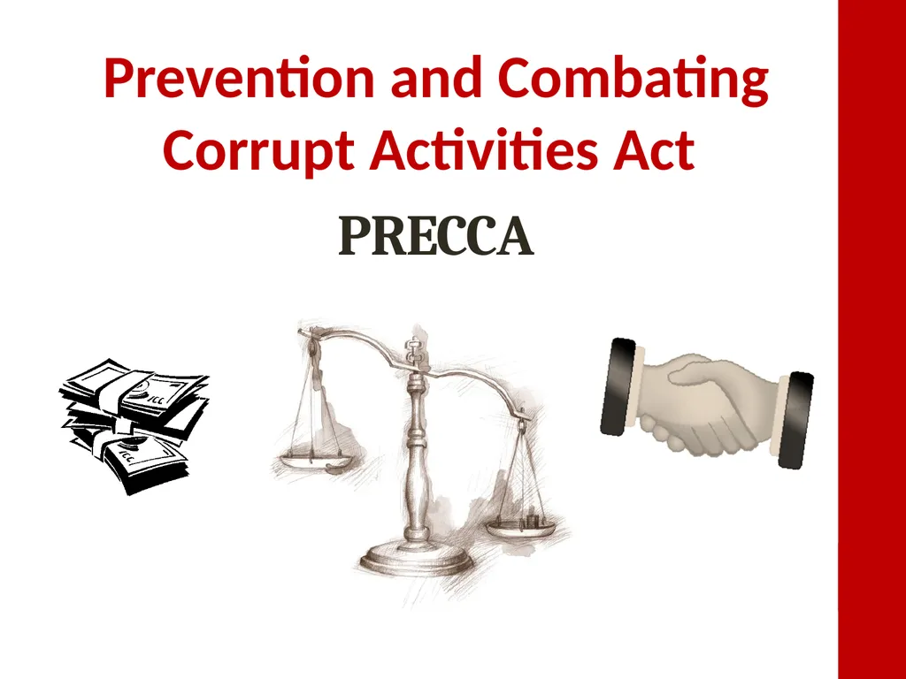 PRECCA Prevention and Combating Corrupt Activities - slide 1 of 15