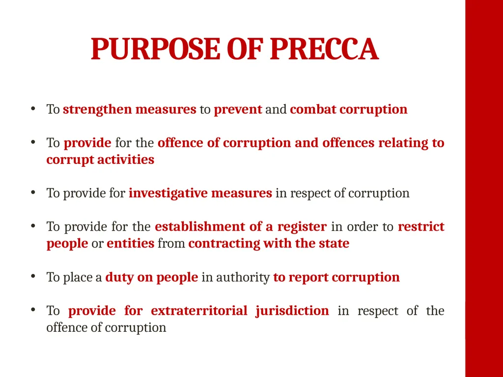 PRECCA Prevention and Combating Corrupt Activities - slide 3 of 15
