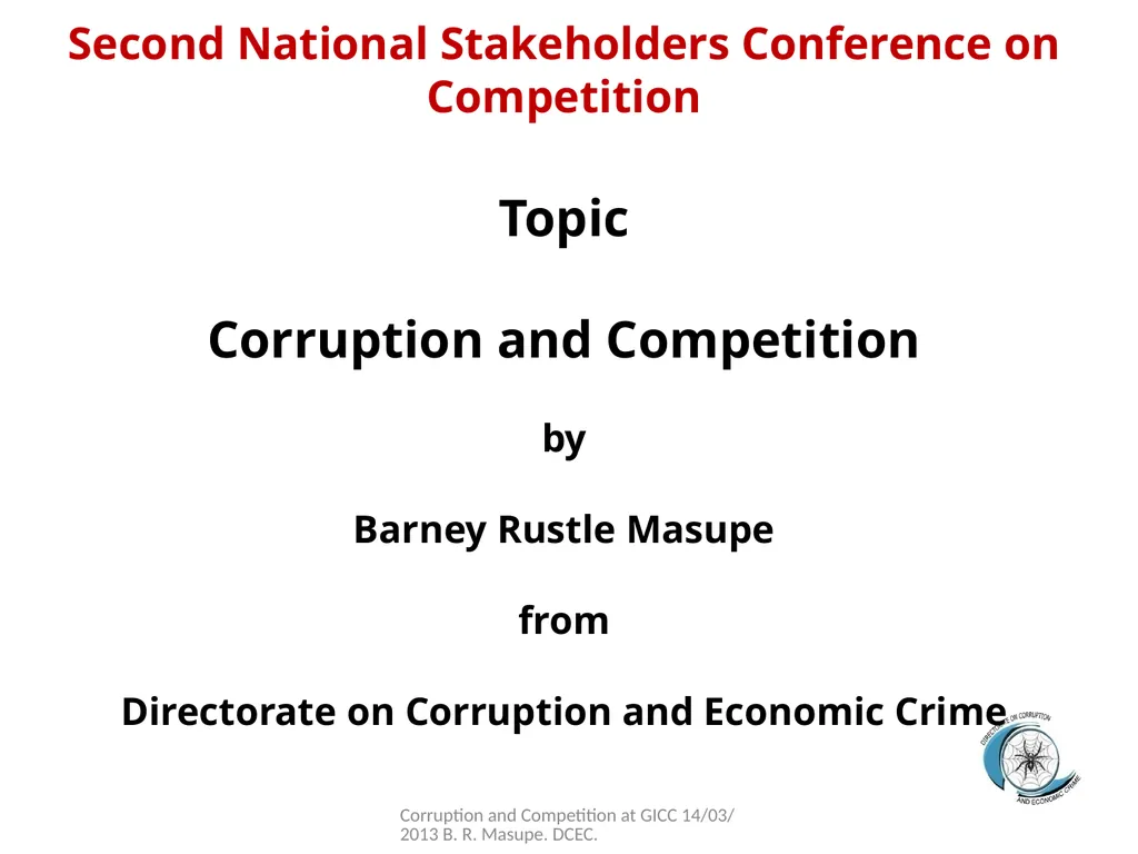 Second National Stakeholders Conference on - slide 1 of 19