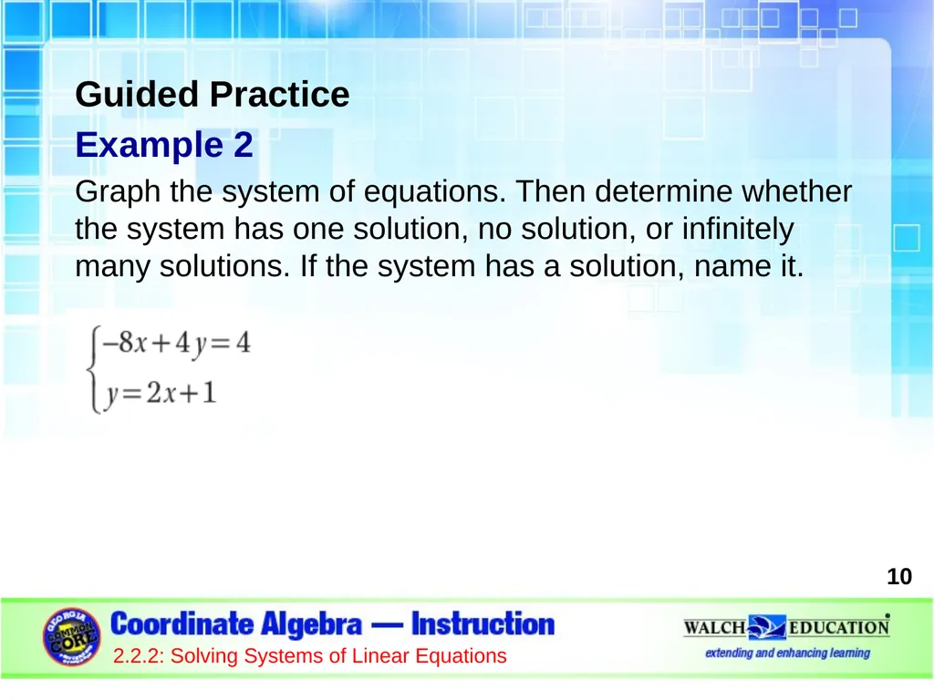 Solving Systems of Linear Equations by Graphing - slide 10 of 20