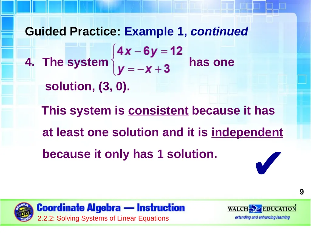 Solving Systems of Linear Equations by Graphing - slide 9 of 20