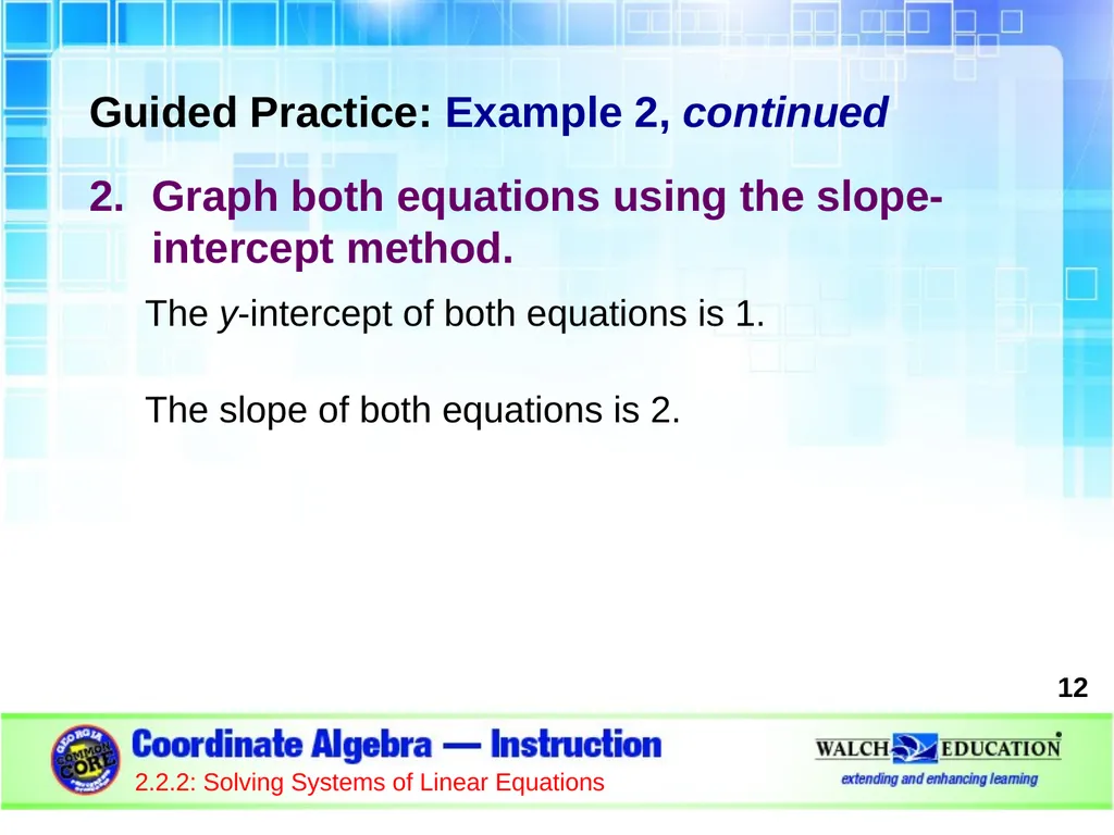 Solving Systems of Linear Equations by Graphing - slide 12 of 20
