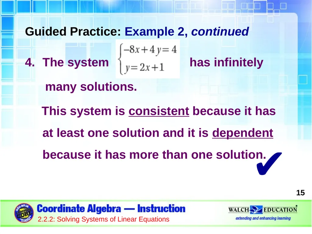 Solving Systems of Linear Equations by Graphing - slide 15 of 20