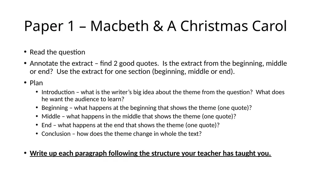 English Literature How to plan and complete each - slide 2 of 17