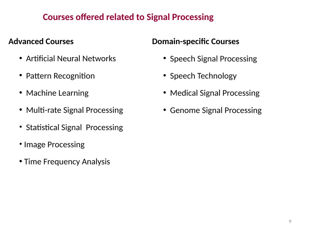 Centre of Excellence in Signal Processing (CESP) – - slide 9 of 17