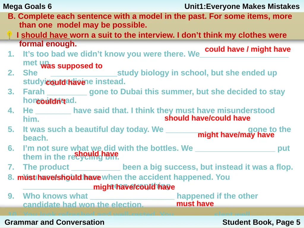 Unit 1: Everyone Makes Mistakes Part 2: Grammar - slide 9 of 25